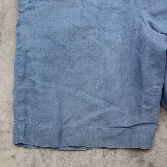 ISHU Shorts Womens 10 Blue Bermuda High Rise Elastic Waist Button Zip Pleated - Picture 14 of 15